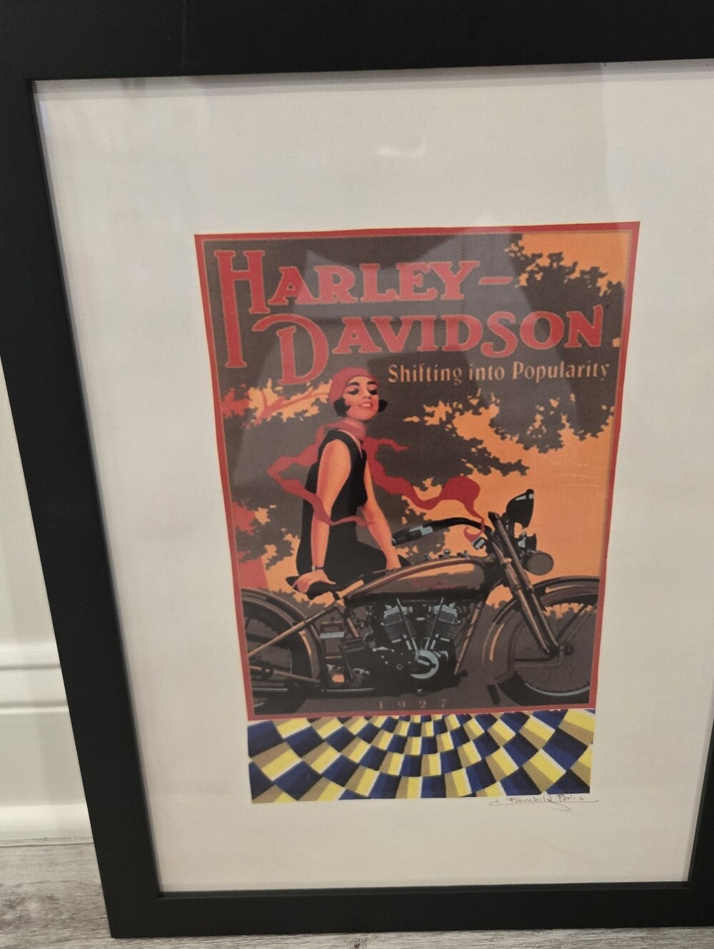 2 Fairchild Paris framed Harley Davidson Framed Pictures Man Cave Motorcycle - Picture 2 of 7